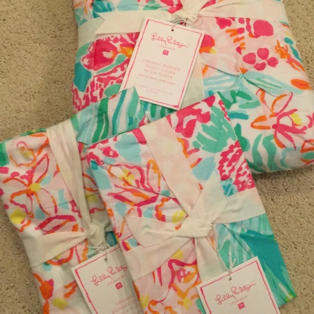 Lilly Pulitzer Organic Orchid Border Duvet Cover